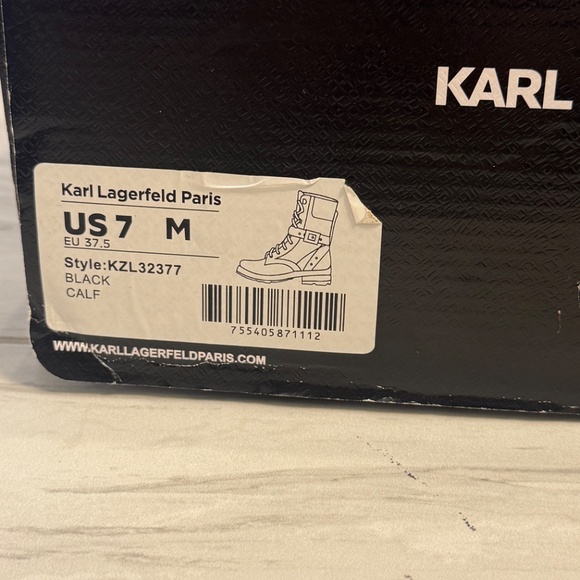Karl Lagerfeld Black Calf Boots Size 7 - Picture 3 of 4